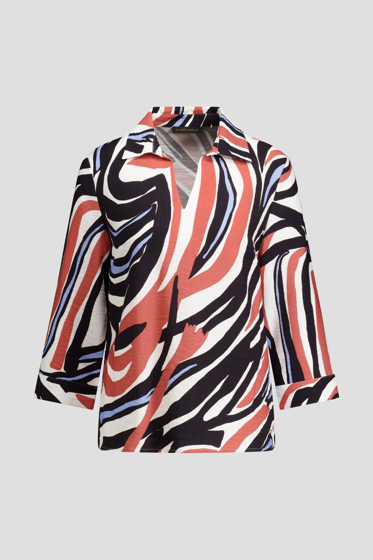 Photo produit 1 de Blouse écrue à imprimé graphique orange de Claude Arielle pour Femmes