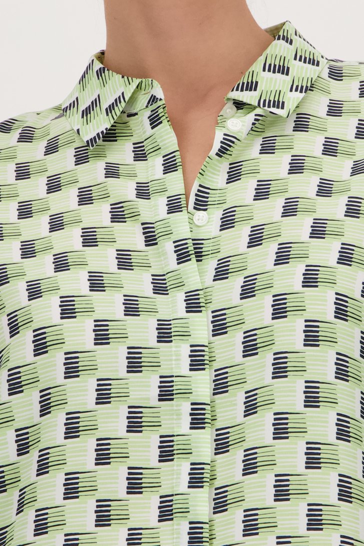Blouse écrue à imprimé marine et vert clair de Opus pour Femmes