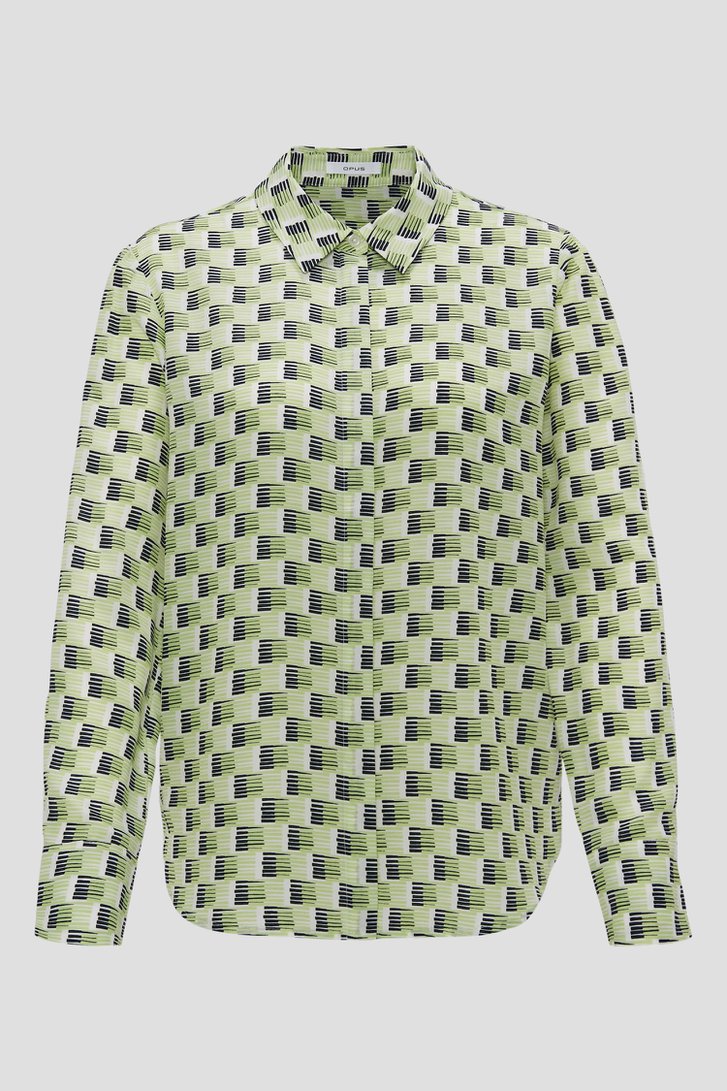 Blouse écrue à imprimé marine et vert clair de Opus pour Femmes