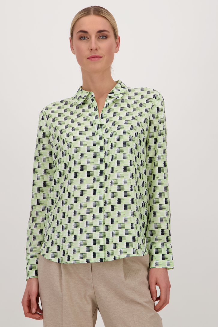 Blouse écrue à imprimé marine et vert clair de Opus pour Femmes