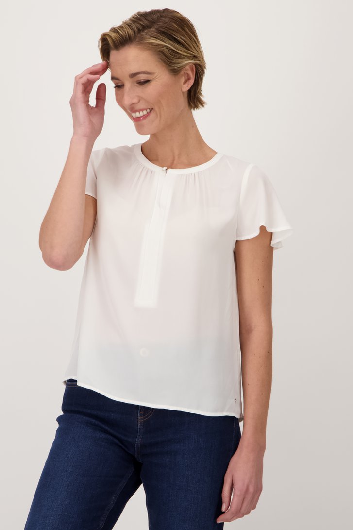 Blouse écrue à manches courtes papillon de Claude Arielle pour Femmes