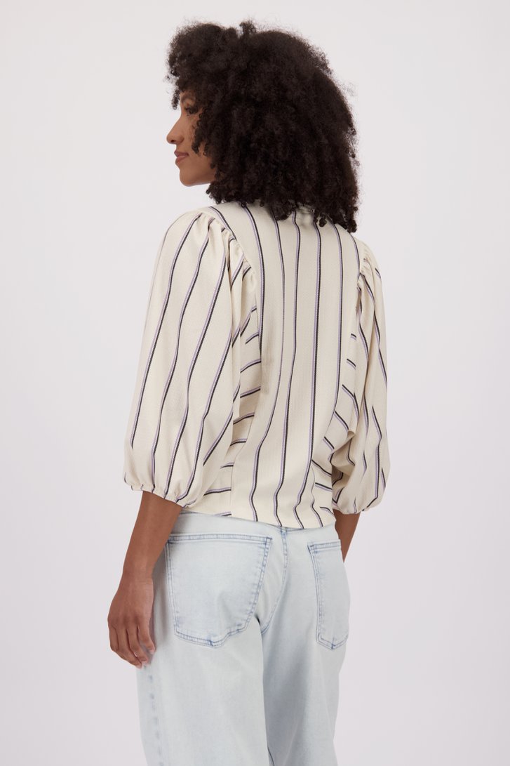 Blouse écrue à rayures et manches chauve-souris de Louise pour Femmes