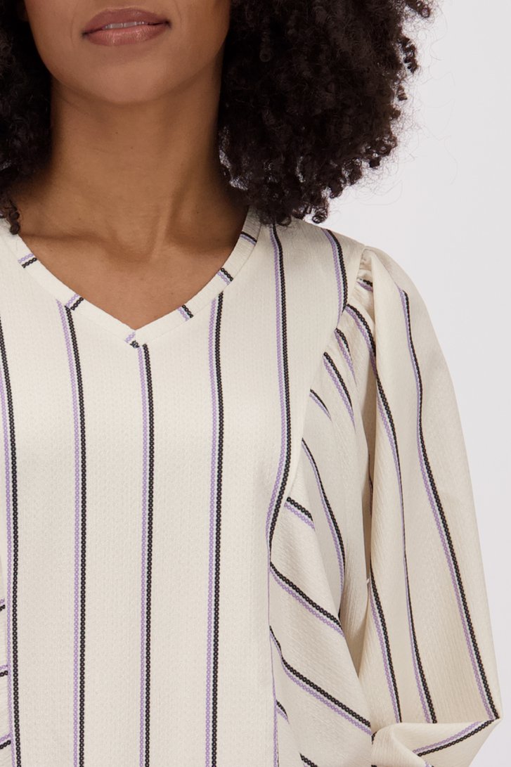 Blouse écrue à rayures et manches chauve-souris de Louise pour Femmes