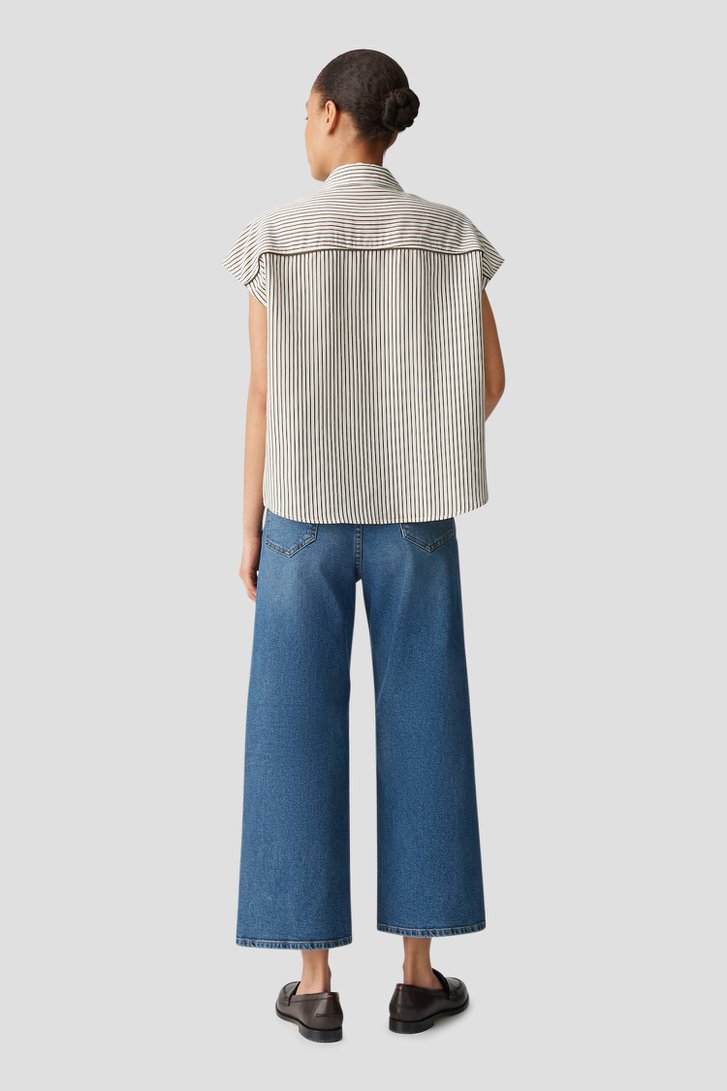 Le dos de Blouse écrue à rayures vertes de Opus pour Femmes