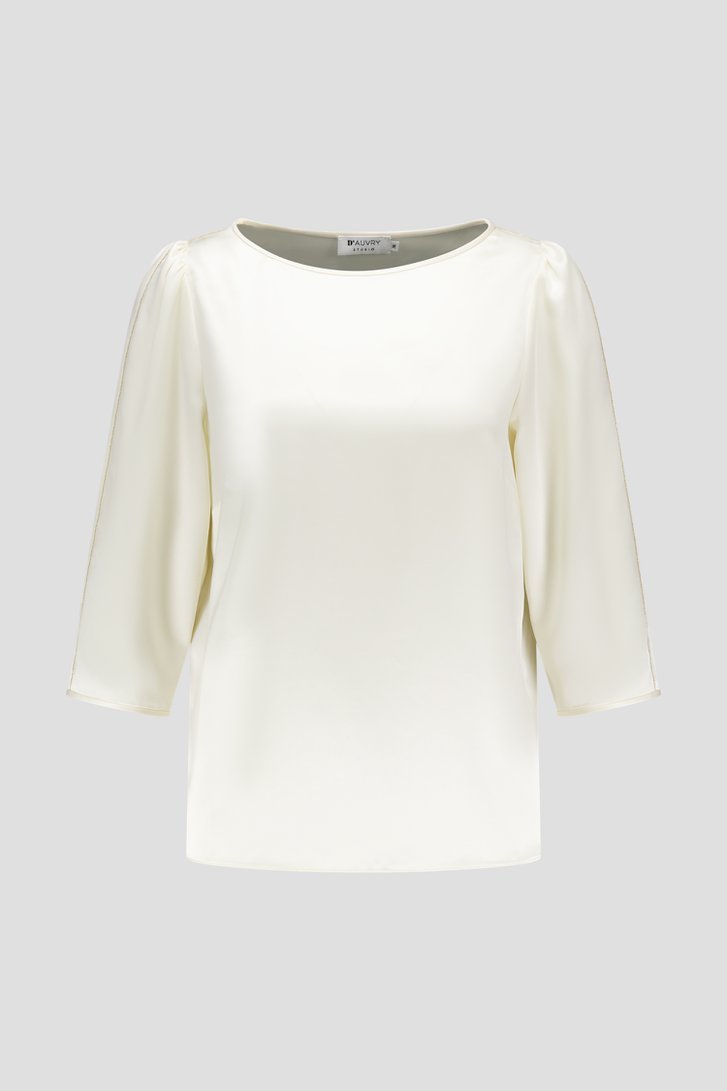 Photo produit 1 de Blouse écrue brillante avec détails dorés de D'Auvry Studio pour Femmes