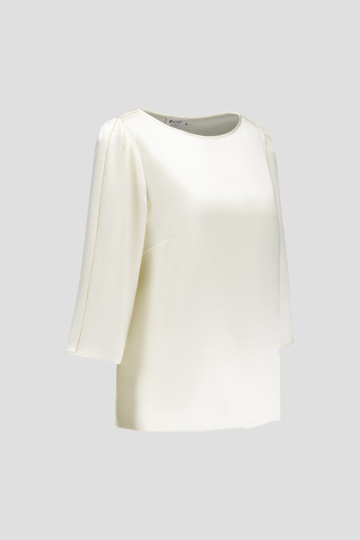 Photo produit 3 de Blouse écrue brillante avec détails dorés de D'Auvry Studio pour Femmes
