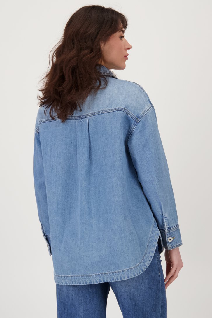 Blouse en denim bleu de Geisha pour Femmes