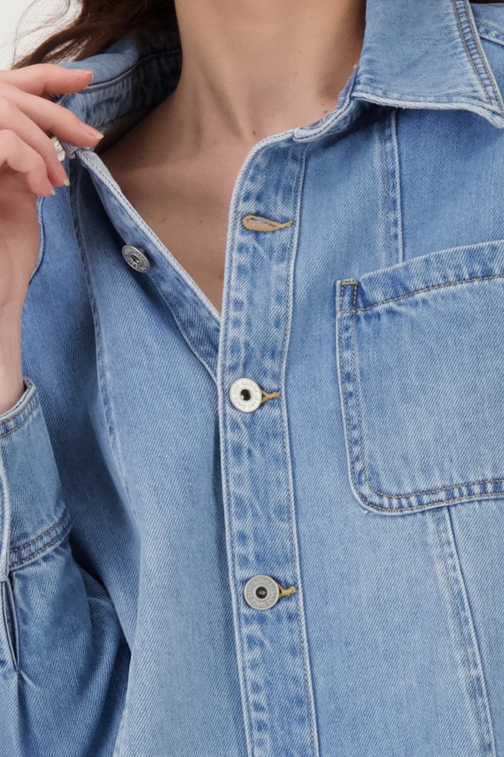 Blouse en denim bleu de Geisha pour Femmes