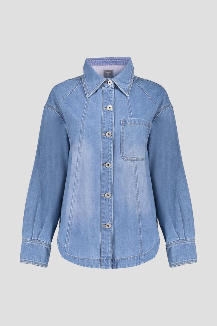 Blouse en denim bleu de Geisha pour Femmes