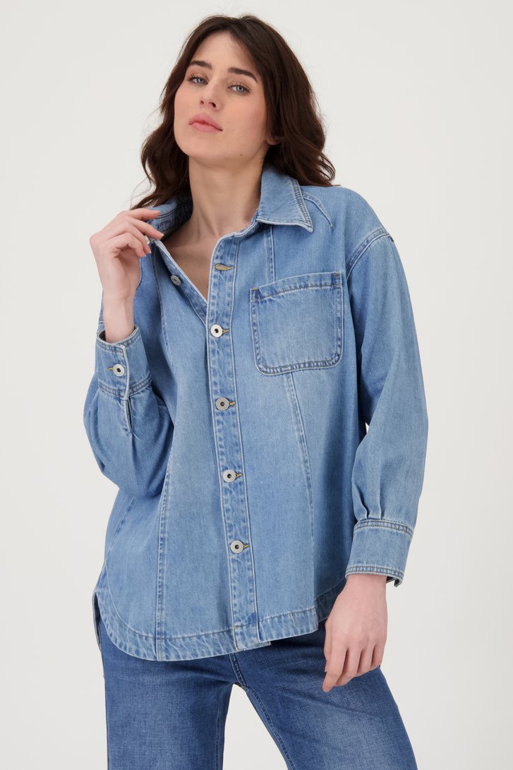 Blouse en denim bleu de Geisha pour Femmes