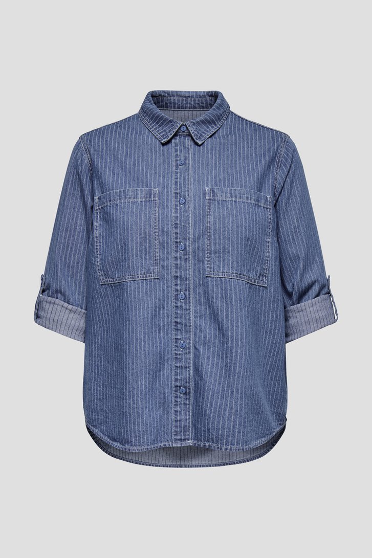 Photo produit 1 de Blouse en denim bleue à motif rayé blanc de ONLY Carmakoma pour Femmes
