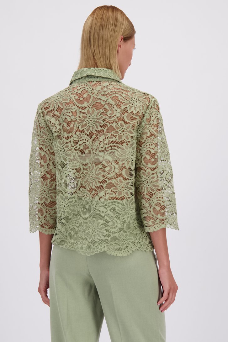 Le dos de Blouse en dentelle vert clair de D'Auvry pour Femmes