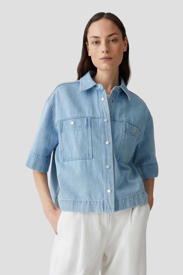 Blouse en jean bleu à manches 3/4	 de Opus pour Femmes