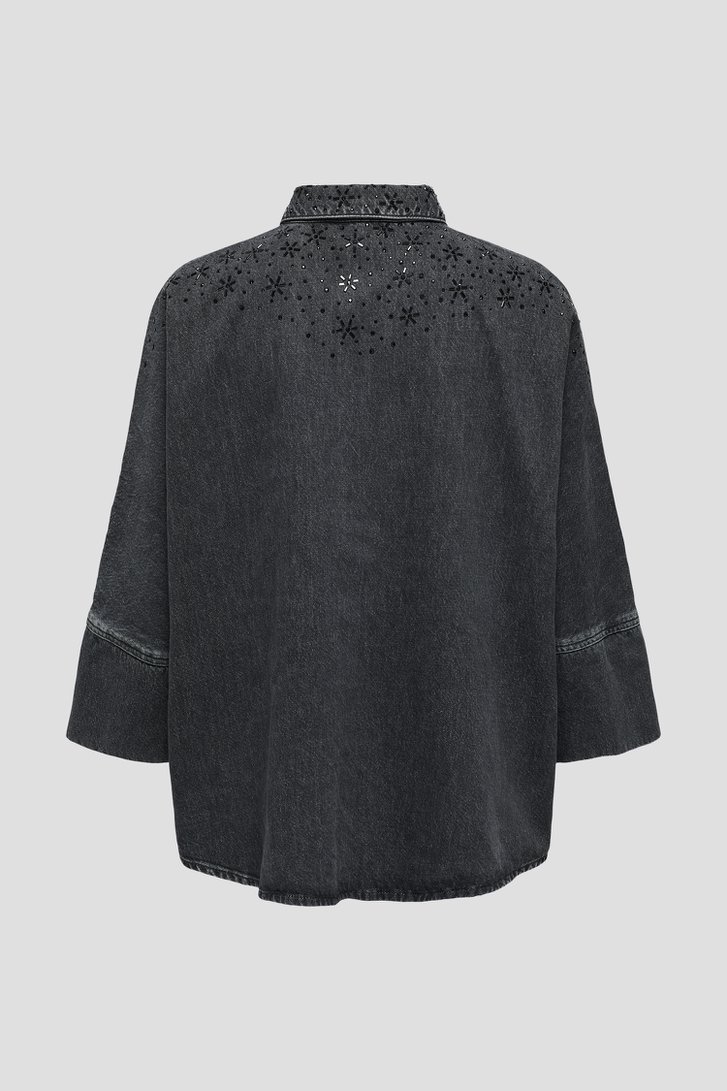 Blouse en jean noire avec strass de Only Carmakoma pour Femmes