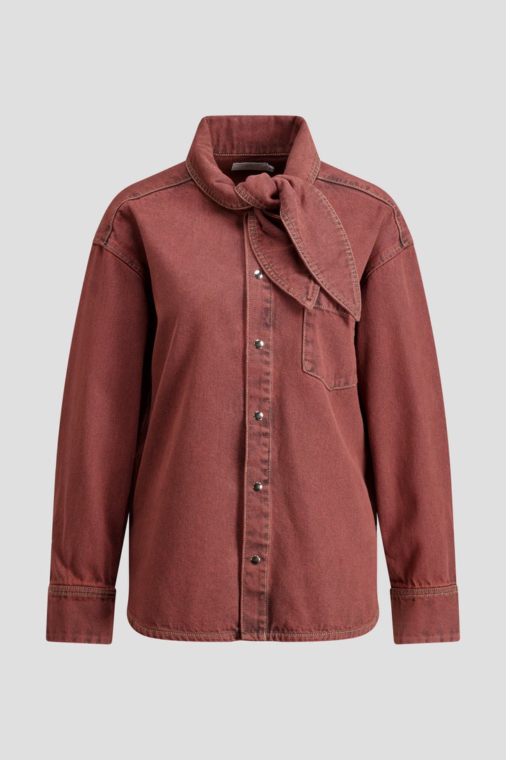 Photo produit 2 de Blouse en jean rouge rouille avec foulard de Liberty Island Denim pour Femmes