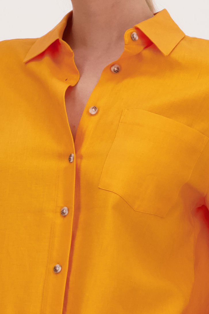 Blouse en lin orange de Liberty Island pour Femmes