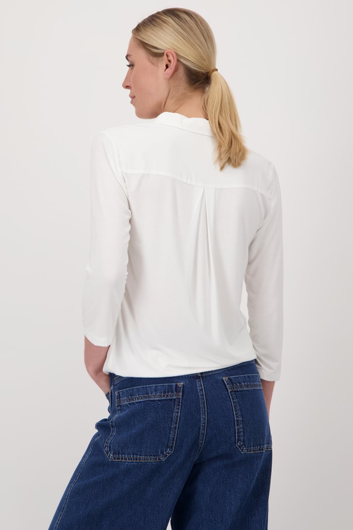 Blouse fine blanche à taille élastiquée de Liberty Island pour Femmes
