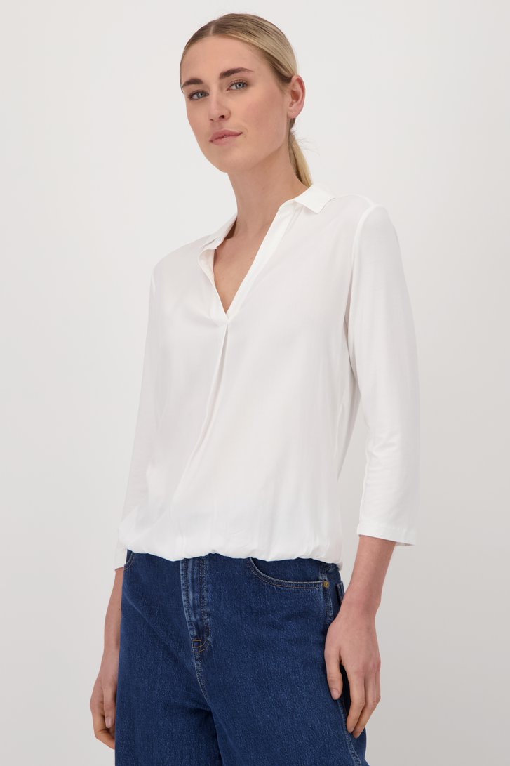 Blouse fine blanche à taille élastiquée de Liberty Island pour Femmes
