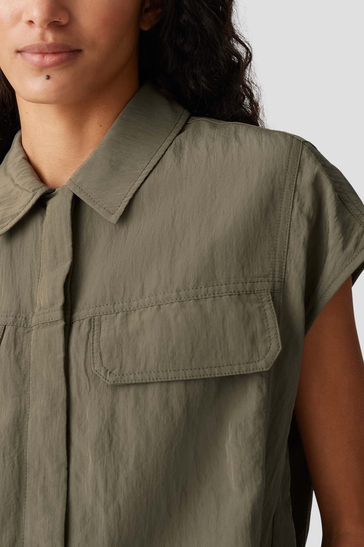 Blouse kaki à manches courtes de Opus pour Femmes