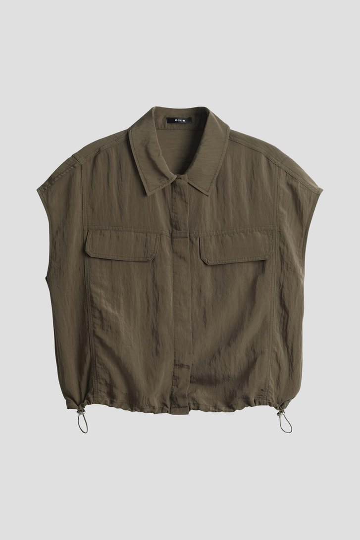 Blouse kaki à manches courtes de Opus pour Femmes