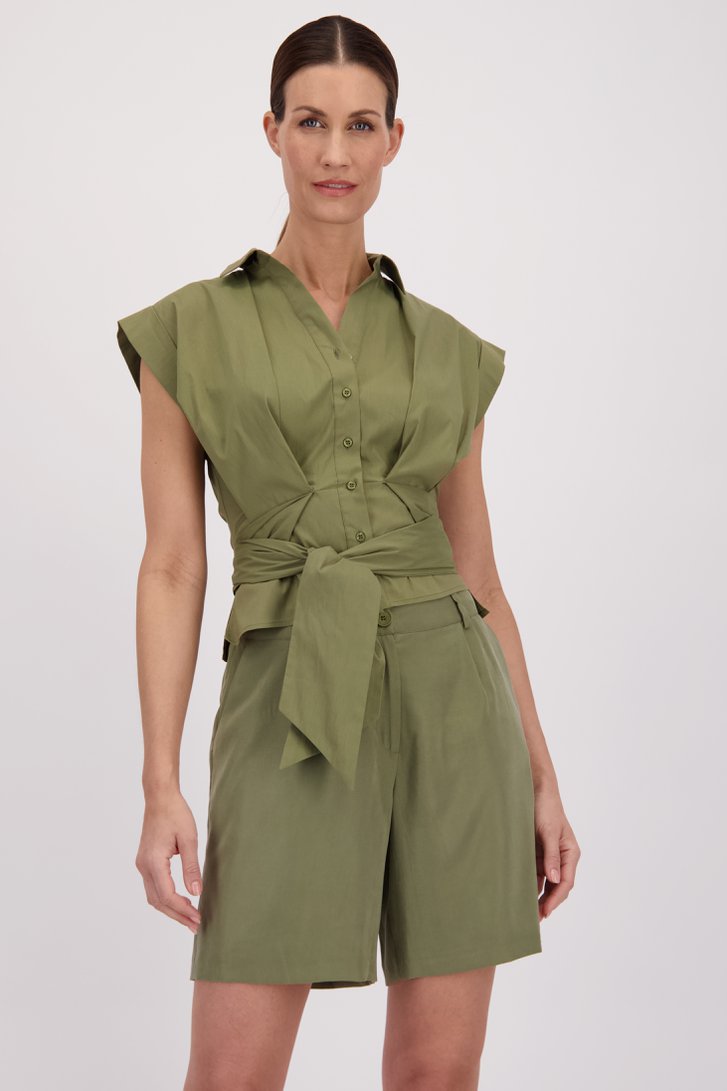Blouse kaki avec nœud de More & More pour Femmes