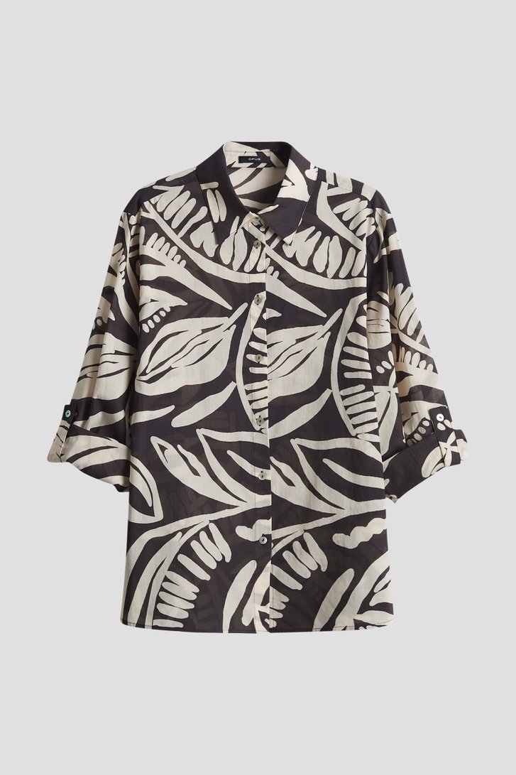 Blouse marron foncé à imprimé beige clair de Opus pour Femmes