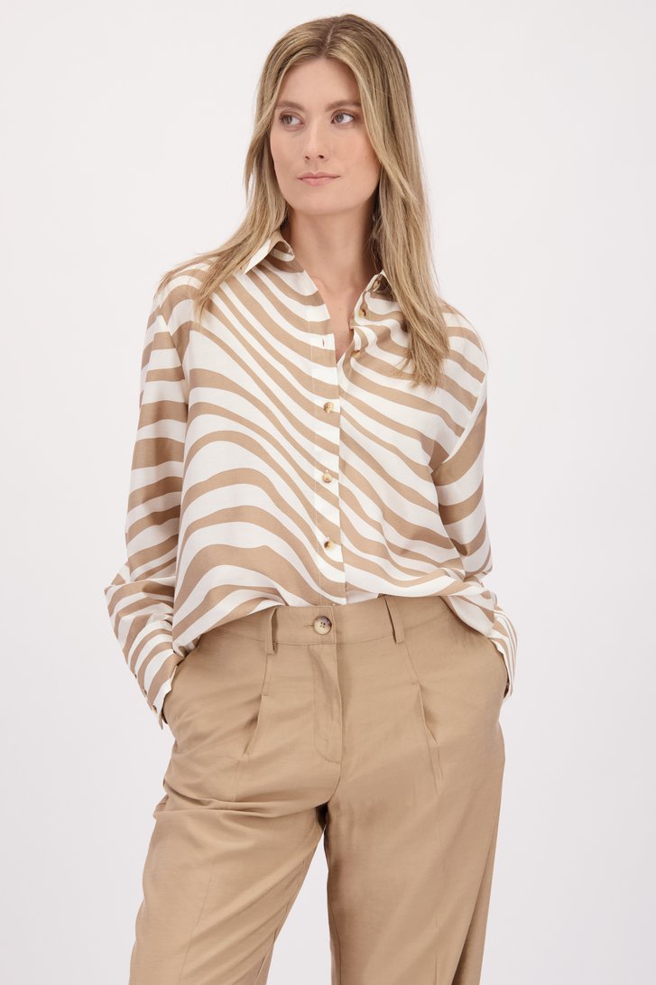 Achterkant van Blouse met beige zebraprint door D'Auvry voor Dames