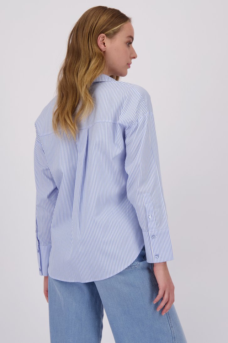 Achterkant van Blouse met blauw gestreept motief door Liberty Island voor Dames