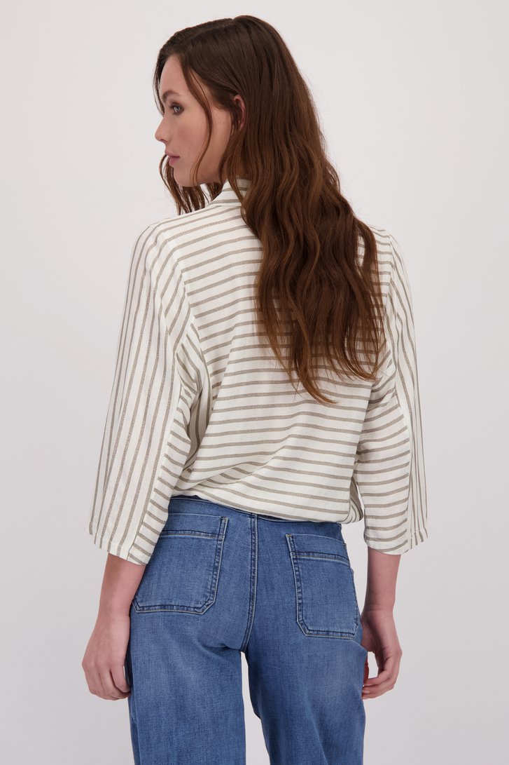 Achterkant van Blouse met glitterend groen gestreept motief door Geisha voor Dames