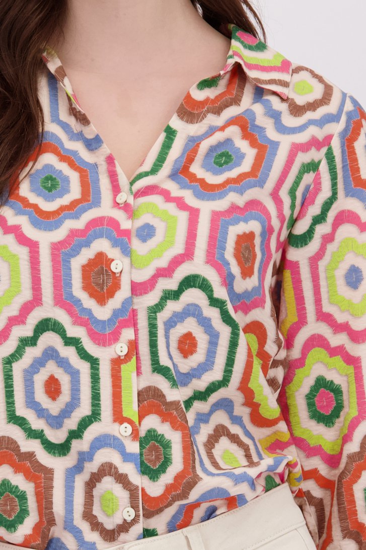Detail van Blouse met kleurrijke print door Geisha voor Dames