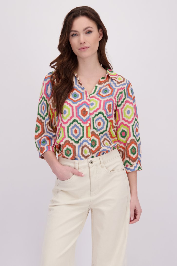 Voorkant van Blouse met kleurrijke print door Geisha voor Dames