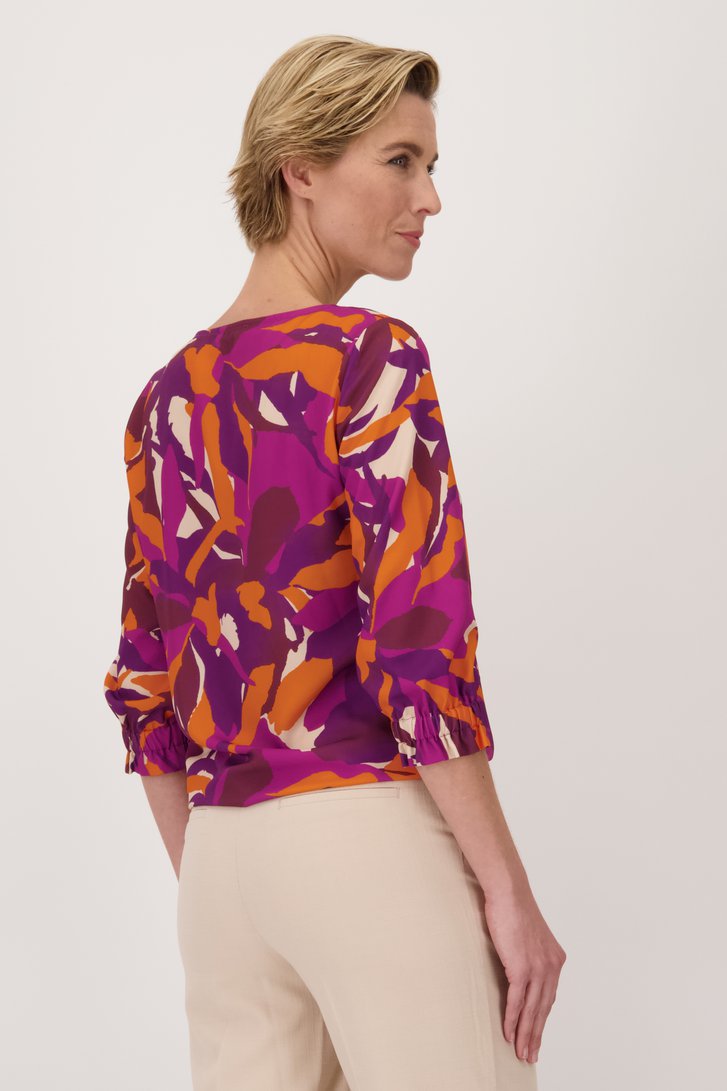 Blouse met oranje-paarse print van Claude Arielle voor Dames