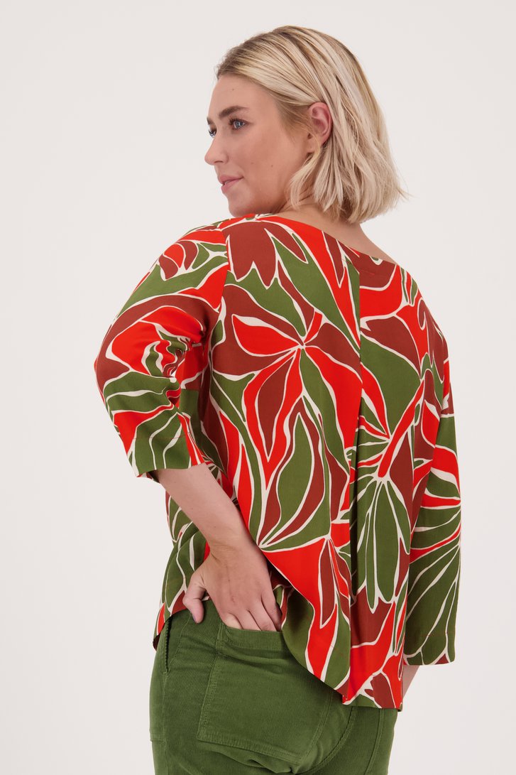 Blouse met print in kaki en rood van Libelle voor Dames