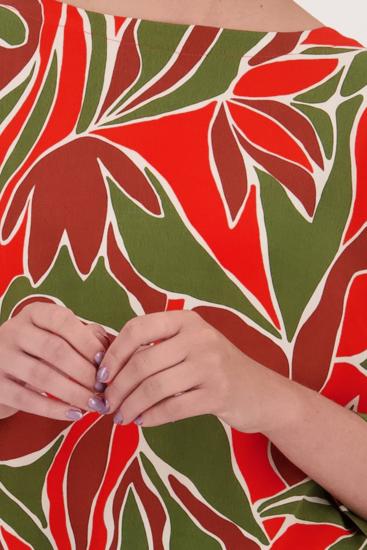 Blouse met print in kaki en rood van Libelle voor Dames