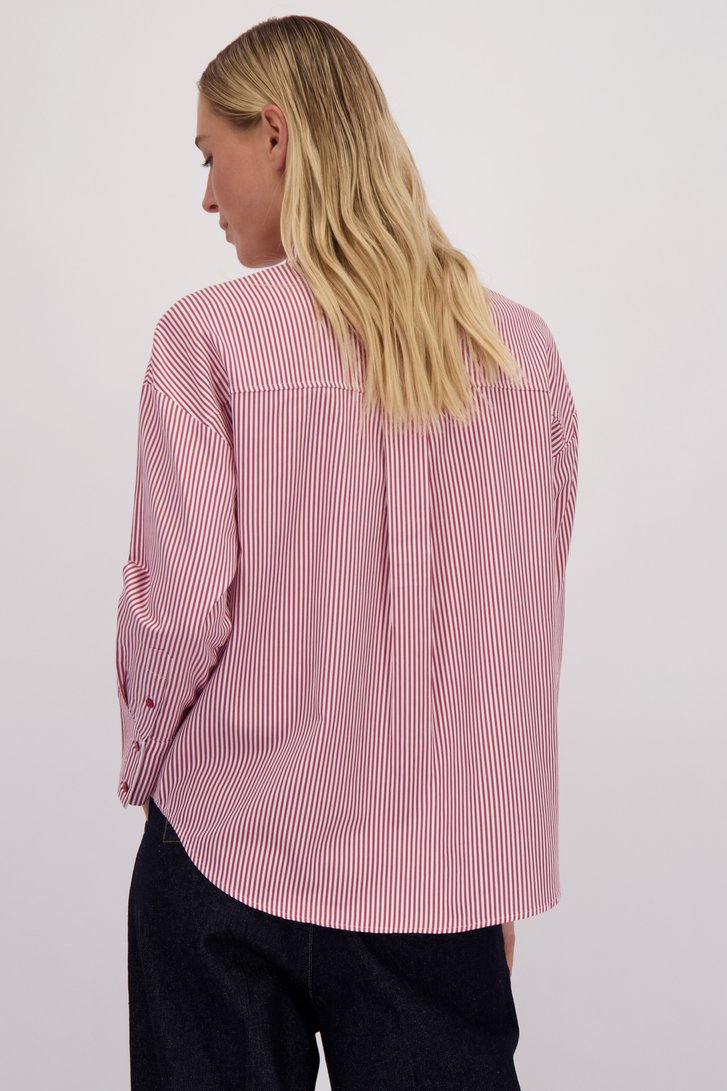 Achterkant van Blouse met rood gestreept motief door Liberty Island voor Dames