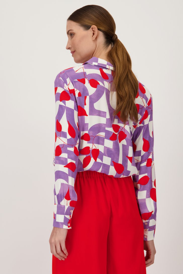 Blouse met rood-paarse print van D'Auvry voor Dames