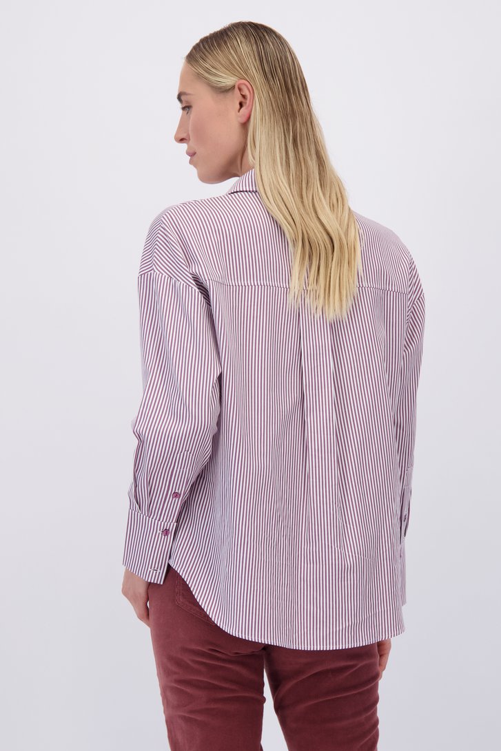 Achterkant van Blouse met wijnrood gestreept motief door Liberty Island voor Dames