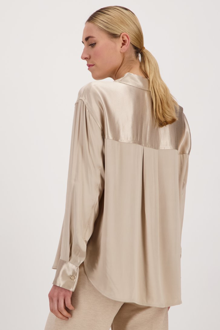Blouse met zijdelook - champagnekleur van Opus voor Dames