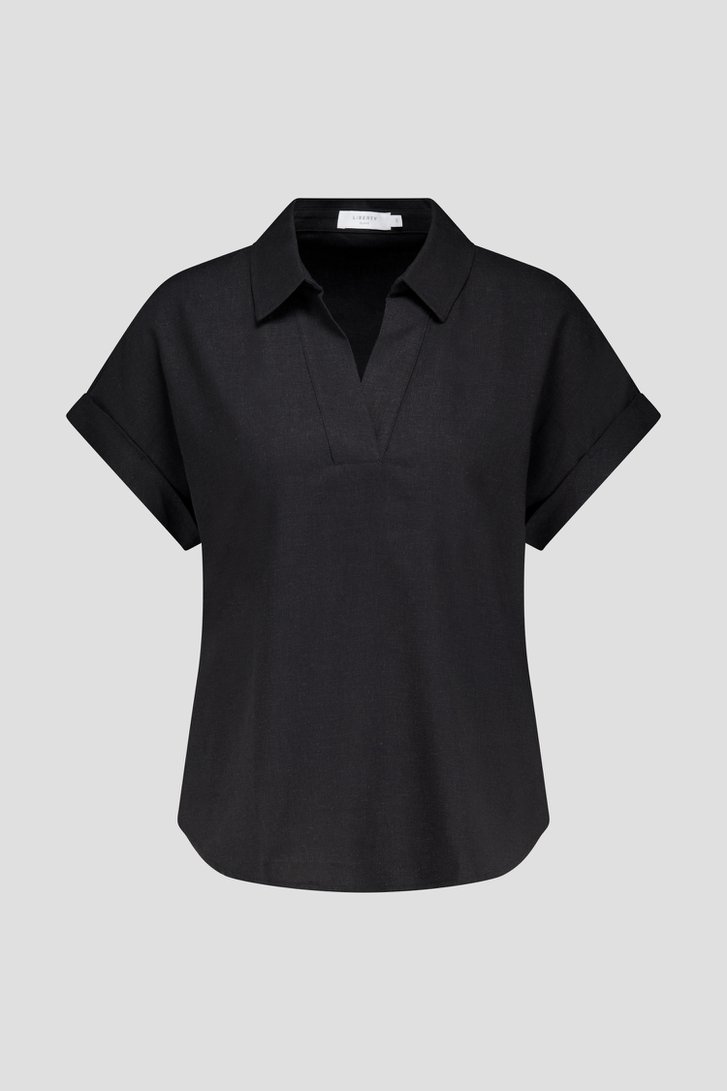 Blouse noire à col en V et manches courtes de Liberty Island pour Femmes