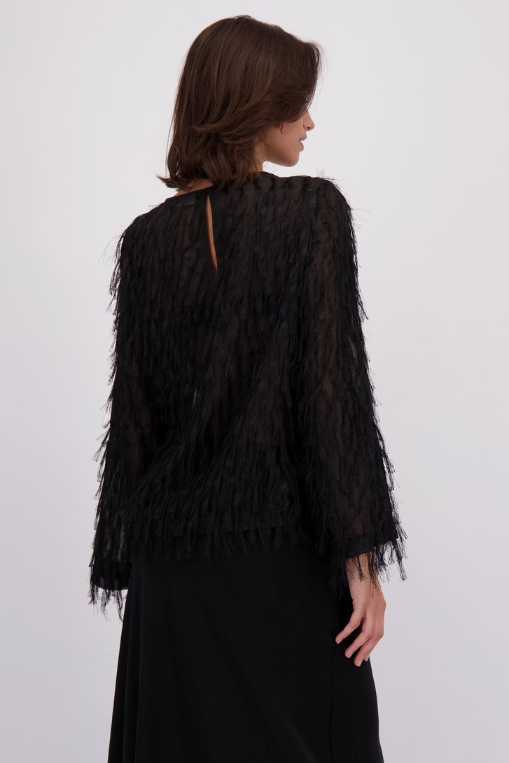 Le dos de Blouse noire à franges de JDY pour Femmes