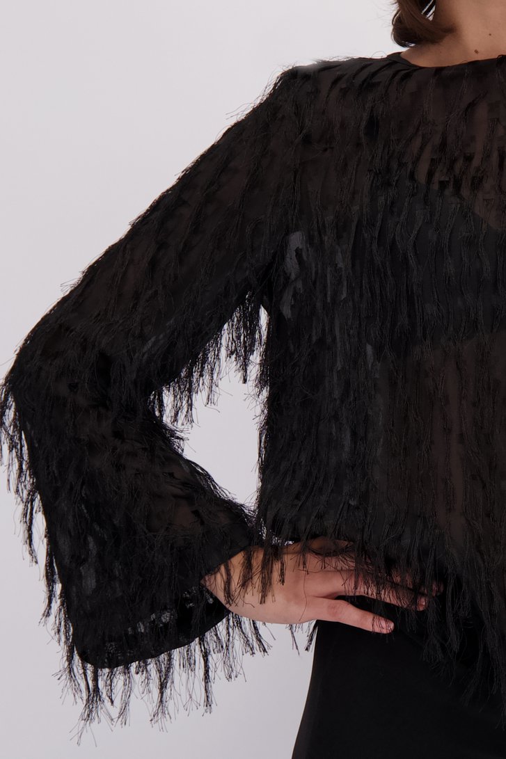 Détail de Blouse noire à franges de JDY pour Femmes