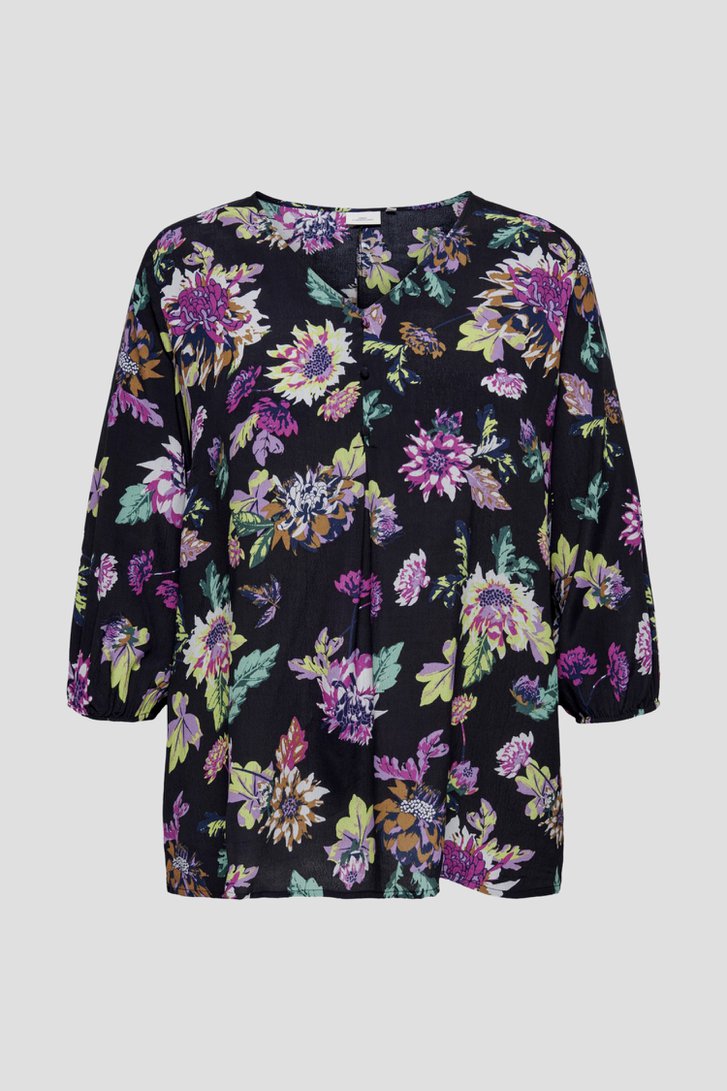 Blouse noire à imprimé floral coloré 	 de Only Carmakoma pour Femmes