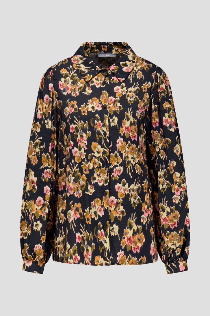 Photo produit 1 de Blouse noire à imprimé floral de Geisha pour Femmes