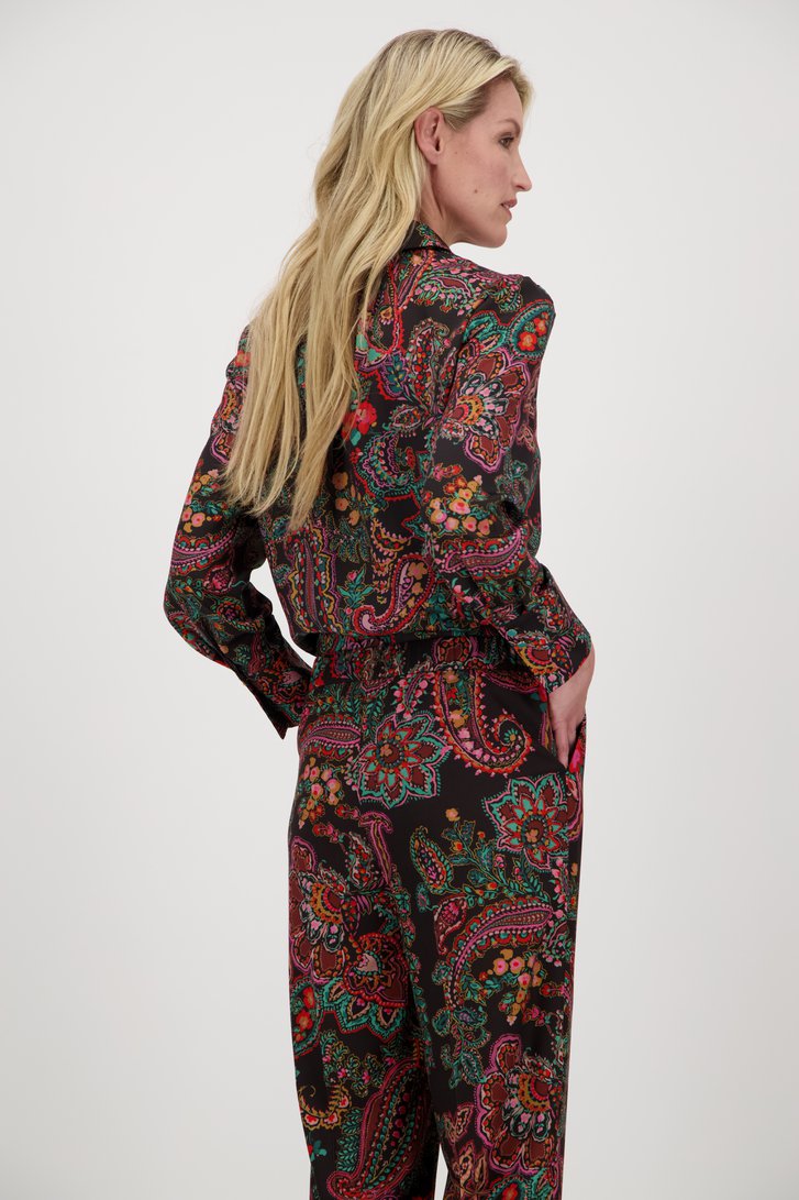 Blouse noire à imprimé paisley de Claude Arielle pour Femmes
