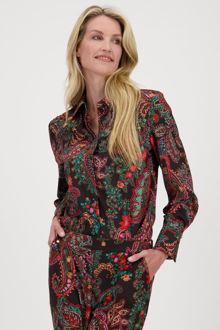 Blouse noire à imprimé paisley de Claude Arielle pour Femmes
