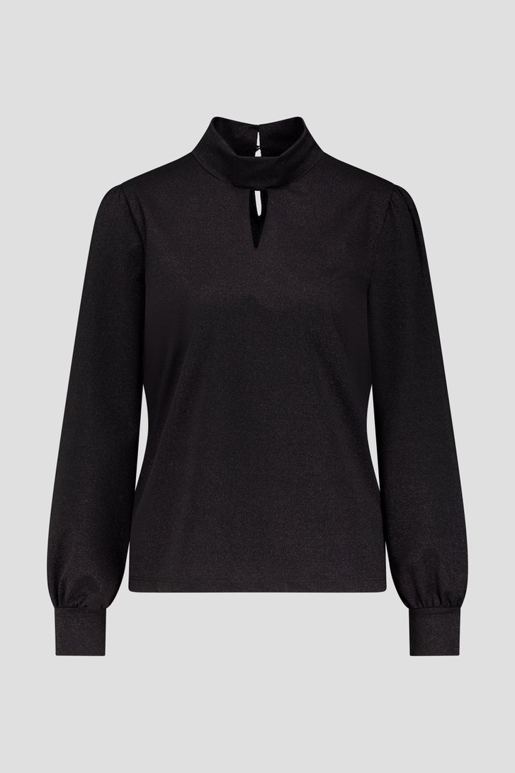 Photo produit 1 de Blouse noire à paillettes avec encolure en V de Geisha pour Femmes