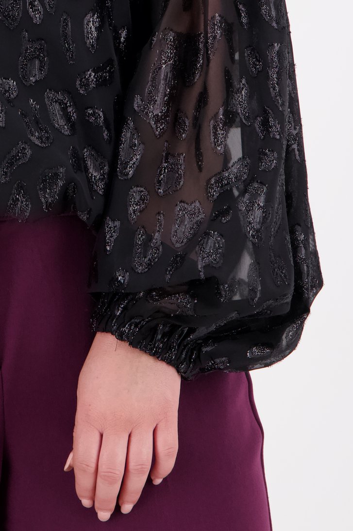 Blouse noire en tissu texturé de Fransa pour Femmes