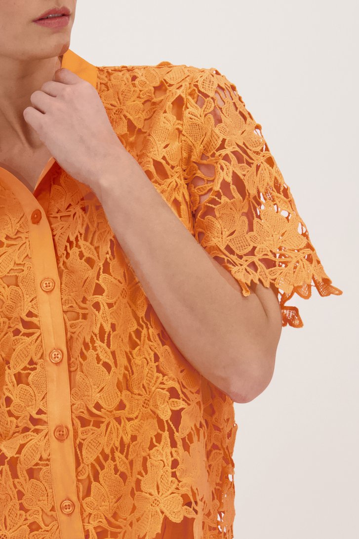 Blouse orange avec fleurs au crochet de D'Auvry pour Femmes