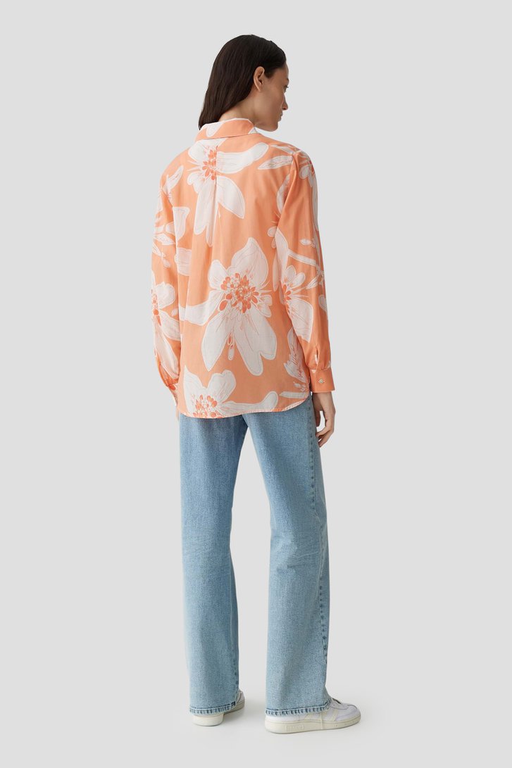 Blouse orange clair à imprimé floral blanc de Opus pour Femmes