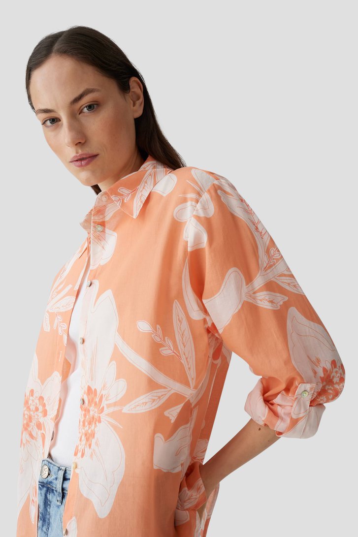 Blouse orange clair à imprimé floral blanc de Opus pour Femmes